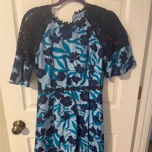 Draper James Blue and Black Floral Dress